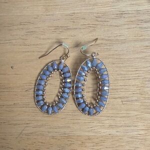 Elegant Lavender Beaded Oval Drop Earrings - Women Jewelry